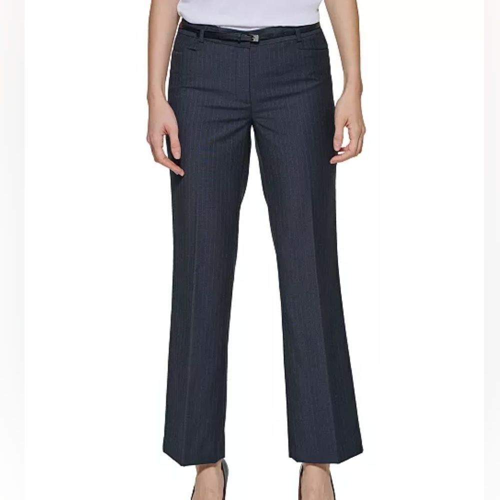 Calvin Klein Pinstripe Belted Work Pants sz 12P